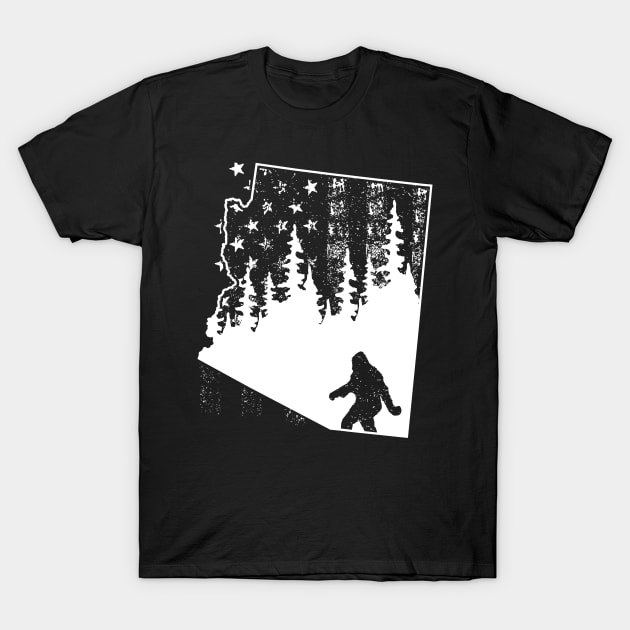 Arizona Bigfoot American Flag T-Shirt by Tesszero